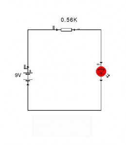 circuito de un resistor y led
